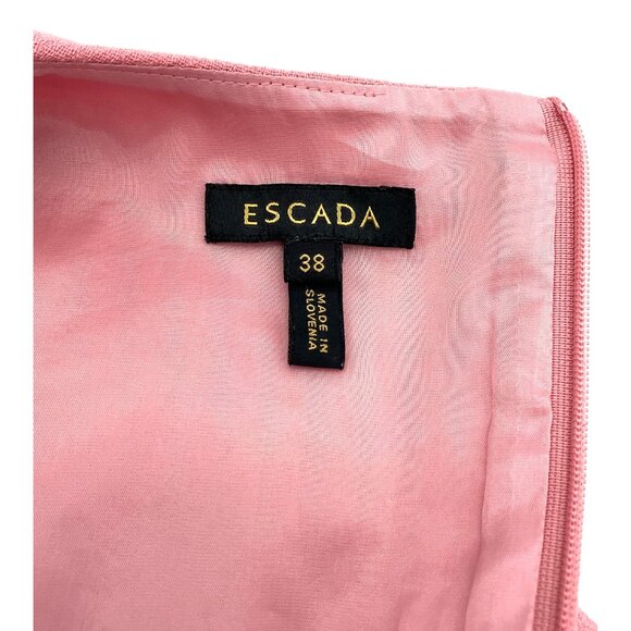 Escada Dascalopa Scalloped Pink Wool Sleeveless Lined Midi Dress 38 or US 8 - Picture 7 of 11